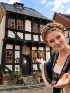 Juliana vor dem alten Bürgerhaus