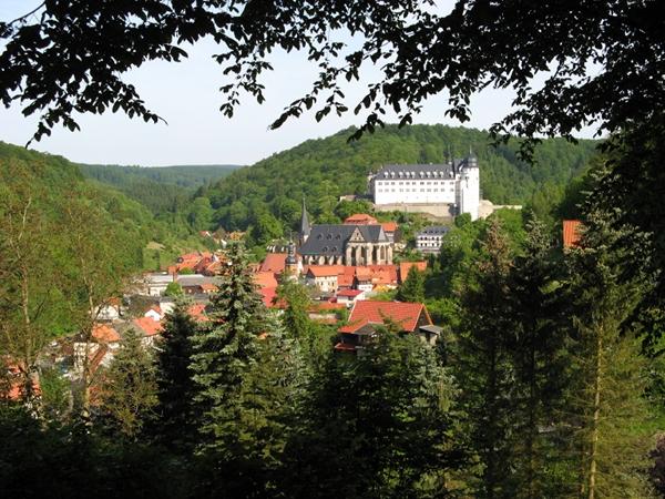 Blick vom oberen Bandweg zum Stolberger Schloss