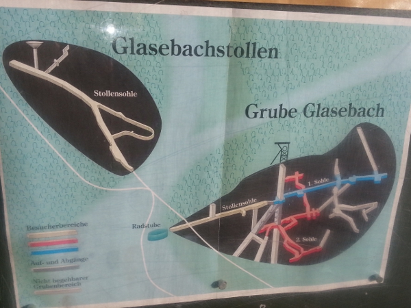 Plan der Stollen des Schauberkwerks Grube Glasebach