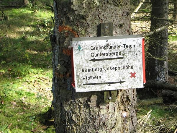 Wegweiser zum Gräfingründer Teich